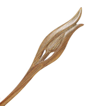 CrystalMood Handmade Carved Wood Hair Stick Bud 7" Lignum-vitae